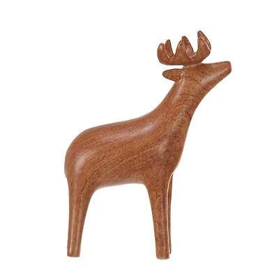 Hello Honey® 9.75" Brown Woodgrain Stoneware Standing Deer Décor Accent