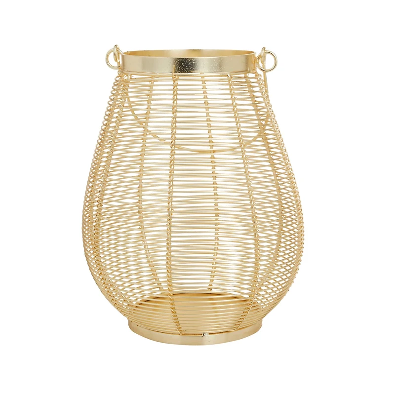 Gold Iron Glam Lantern, 11" x 8" x 8"