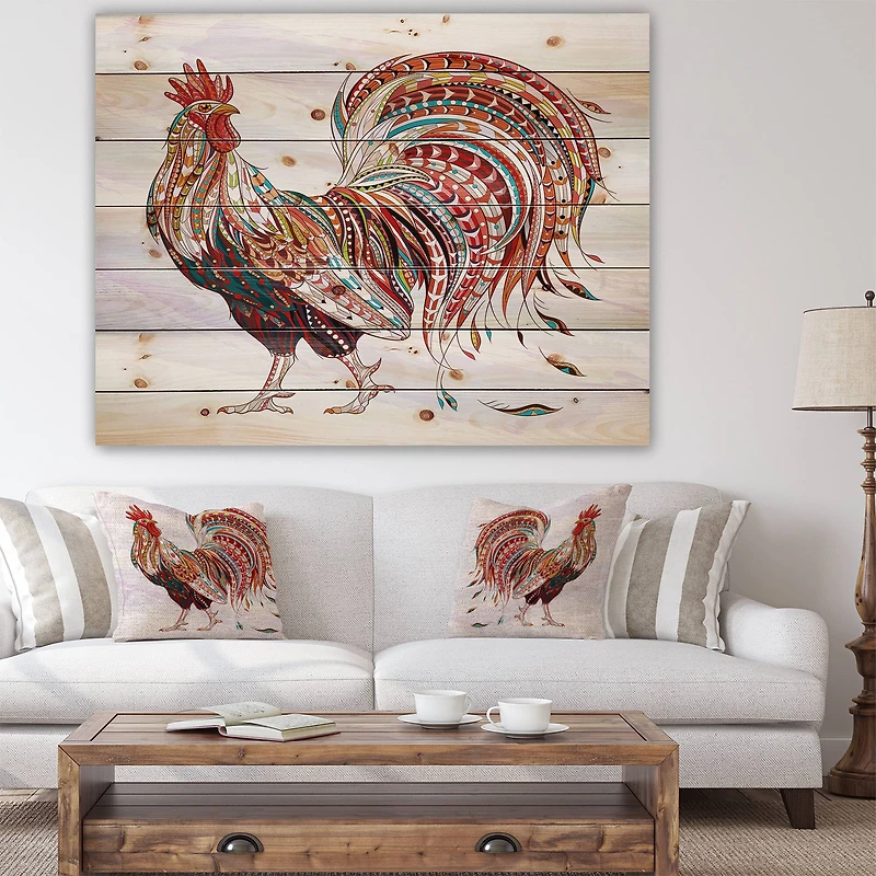Designart - Patterned rooster Symbol of chinese new year