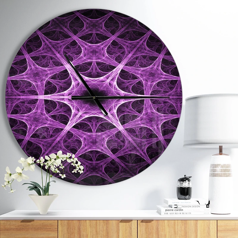 Designart 'Abstract Purple Thorn Flower Modern Wall Clock