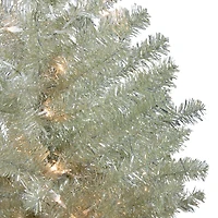 4.5ft. Pre-Lit Soft Metallic Champagne Tinsel Artificial Christmas Tree, Clear Lights