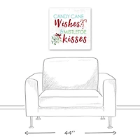 Candy Cane Wishes and Mistletoe Kisses 20x20 Canvas Wall Art