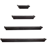 Black Floating Shelves with Crown Molding