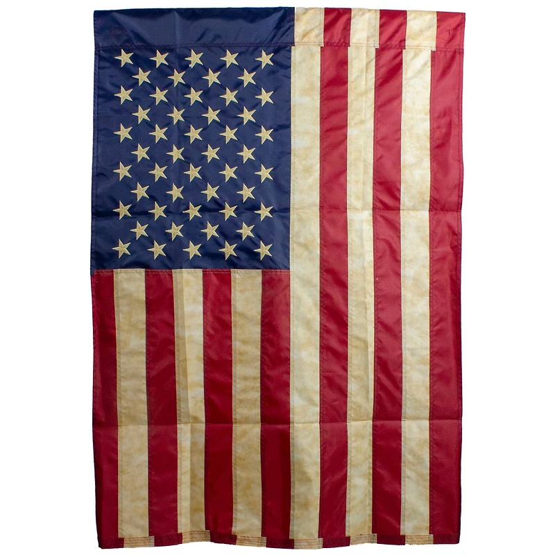 40" Embroidered Tea-Stained Patriotic USA House Flag