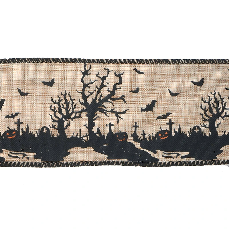 2.5" x 20ft. Graveyard Wired Faux Burlap Ribbon by Celebrate It® Halloween