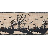 2.5" x 20ft. Graveyard Wired Faux Burlap Ribbon by Celebrate It® Halloween