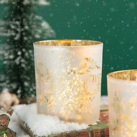 Glitzhome® 4" Joy, Peace, & Hope Candle Holder Set