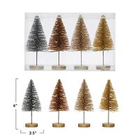 Hello Honey® 6" Metallic Plastic Bottle Brush Tree Set with Wood Bases