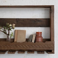 Hello Honey® 36" Reclaimed Wood Wine Glass Wall Rack with Shelf