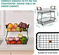 NEX™ 13" Black 2-Tier Countertop Fruit & Vegetable Storage Basket