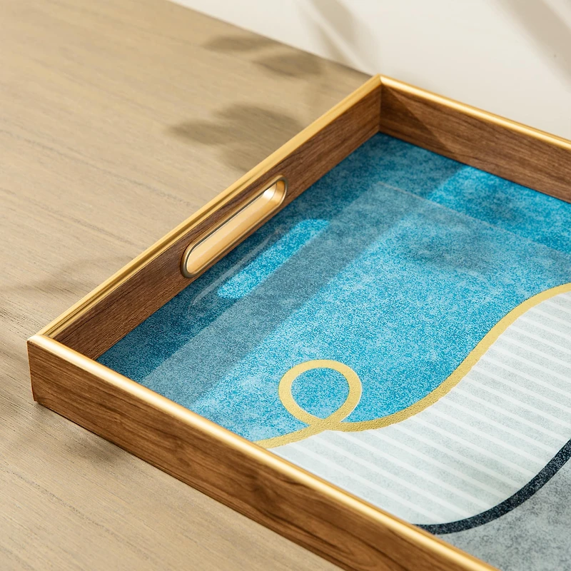 Glitzhome® Rectangle Abstract Patterned Decorative Trays Set