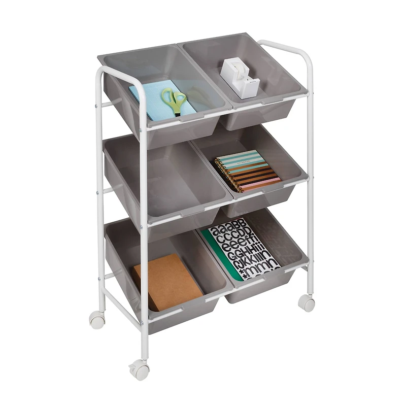 Honey Can Do Gray/White 6-Bin Rolling Cart