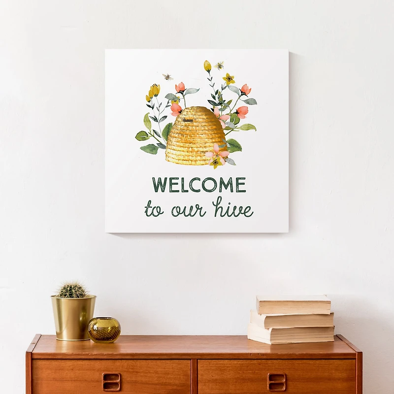 Designs Direct Welcome To Our Hive Canvas Wall Art