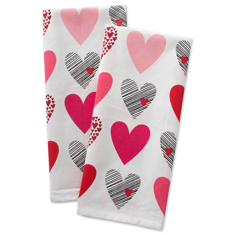DII® Hearts Collage Printed Dishtowels, 2ct.