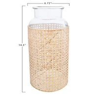 Hello Honey® Bloomingville Clear Glass Vase with Woven Natural Cane Sleeve