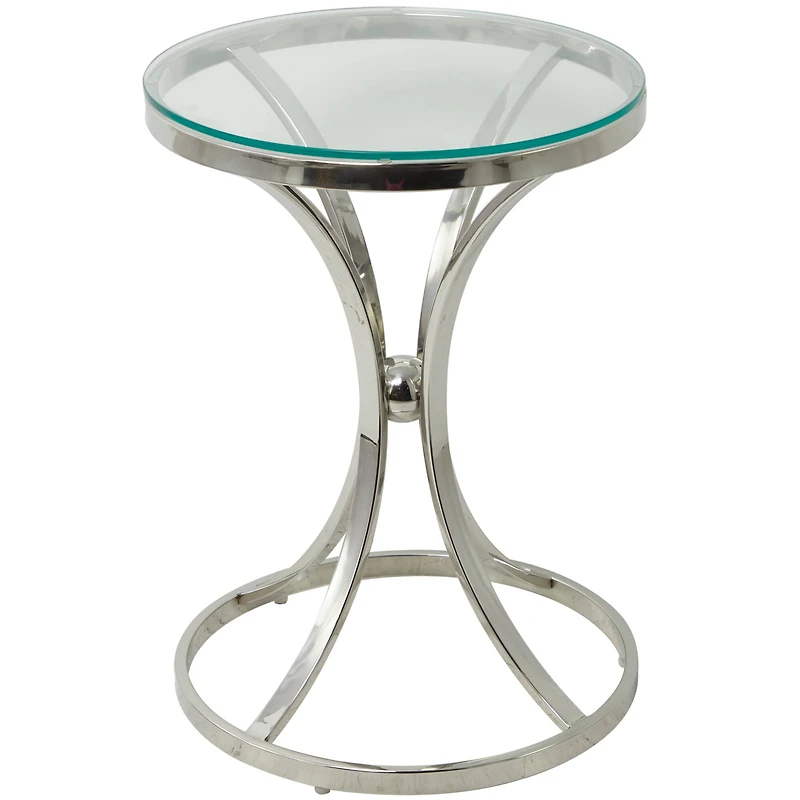 Silver Stainless Steel Contemporary Accent Table, 18" x 18" x 25"