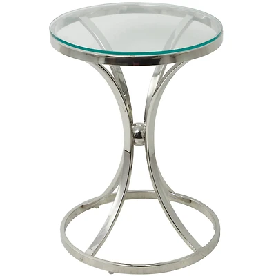 Silver Stainless Steel Contemporary Accent Table, 18" x 18" x 25"
