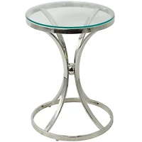 Silver Stainless Steel Contemporary Accent Table, 18" x 18" x 25"