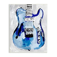 Stupell Industries Abstract Rockstar Guitar Modern Painting Blue Grey Wall Plaque