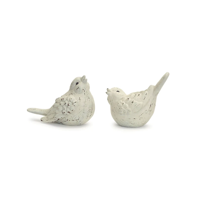 Ivory Terra Cotta Bird Figurines Set