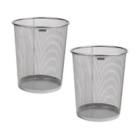 Mind Reader 2 Piece Garbage Round Metal Mesh Waste Basket Recycling Bin
