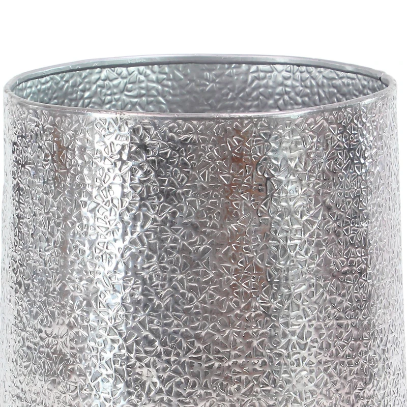 Set of 3 Silver Aluminum Glam Planter, 12", 16", 20"