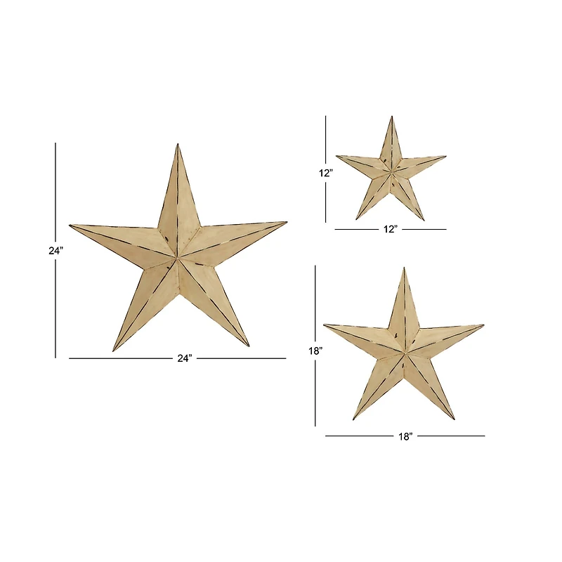 Cream Stars Rustic Metal Wall Decor Set