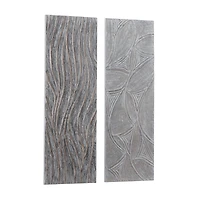 Set of 2 Grey Wood Modern Abstract Wall Decor, 16" x 48"