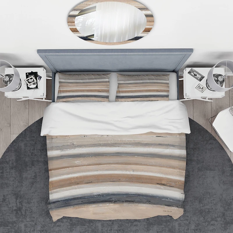 Designart 'Geometric Circle Natural Balance III' Geometric Bedding Set