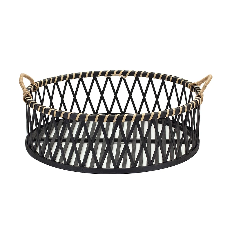Bamboo & Rattan Woven Circle Tray Set