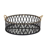 Bamboo & Rattan Woven Circle Tray Set
