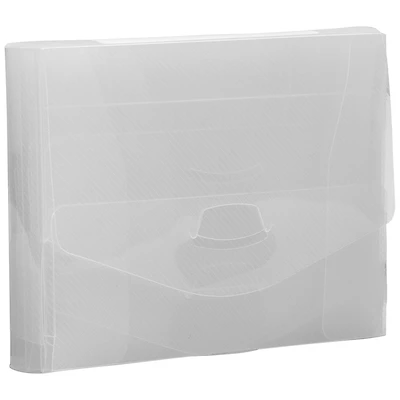JAM Paper 4" x 6" Clear Plastic Tuck Flap Portfolio, 4ct.