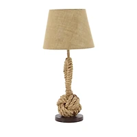 Brown Rope and Iron Rustic Table Lamp, 28" x 13" x 13"