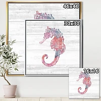 Designart - Pink seahorses Ocean Life - Nautical & Coastal Framed Canvas
