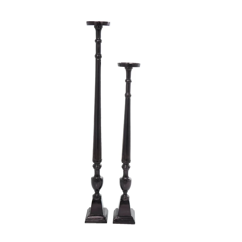 Aluminum Tall Floor Pillar Candle Holder Set