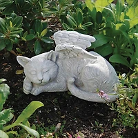 Design Toscano 10" Antique Stone Cat Memorial Angel Statue