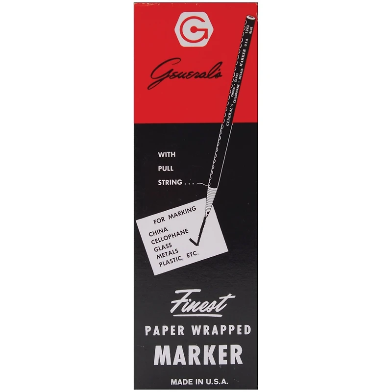 General's® Finest Black Paper Wrapped Marking Pencils, 12ct.