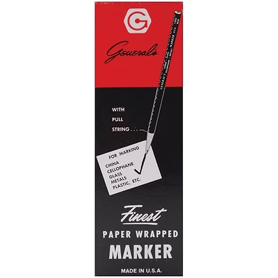 General's® Finest Black Paper Wrapped Marking Pencils, 12ct.