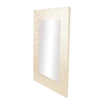 36" x 1" x 48" Cream Mother of Pearl Shell Handmade Mosaic Room Wall Mirror