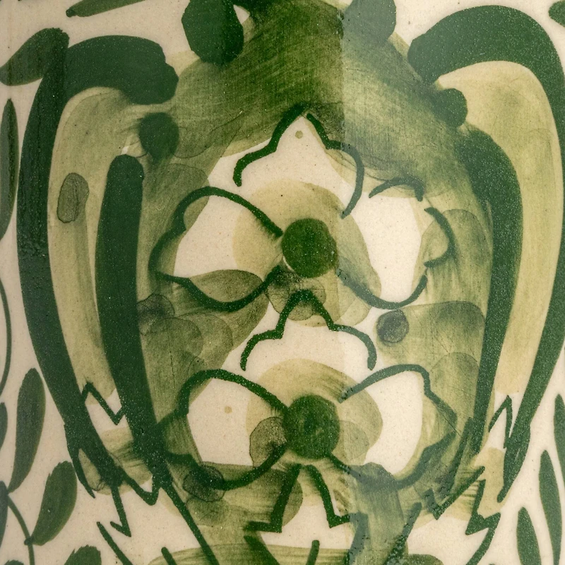 Hello Honey® 5" Green Botanical Design Stoneware Canister