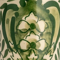 Hello Honey® 5" Green Botanical Design Stoneware Canister