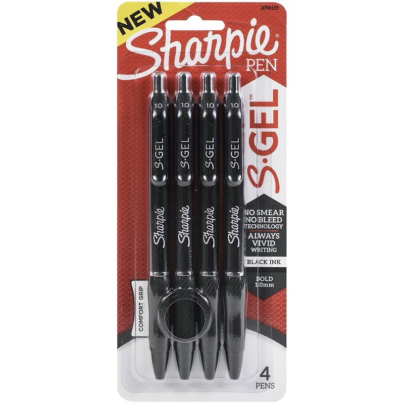 Sharpie® S-Gel™ Bold Point Black Pens, 4ct.