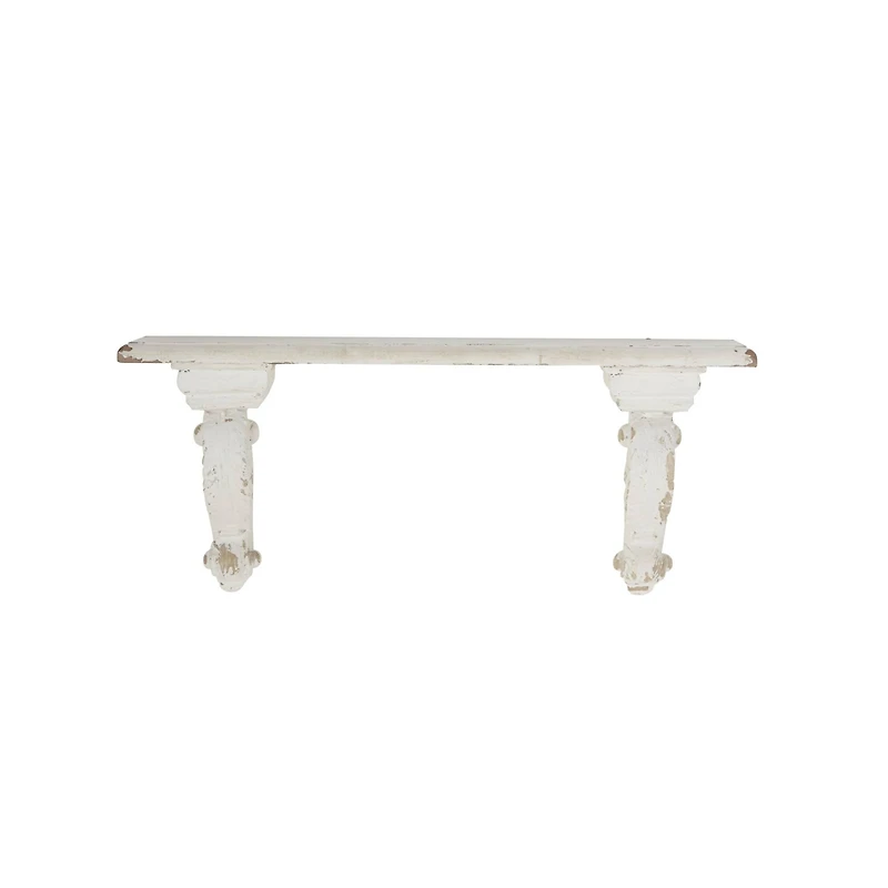 White Wood Farmhouse Wall Shelf