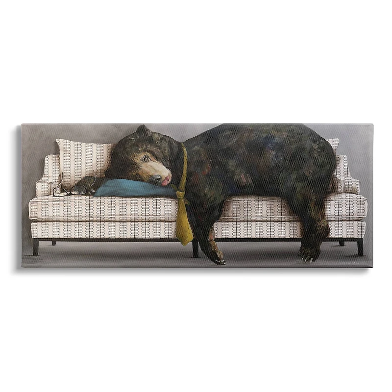 Stupell Industries Exhausted Papa Bear Sleeping Business Tie Modern Couch Canvas Wall Art