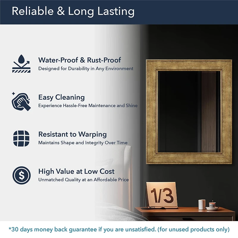 Head West Antique Gold Rectangular Framed Wall Vanity Mirror - 35" x 29"