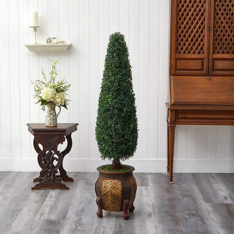 5ft. Boxwood Topiary in Decorative Planter