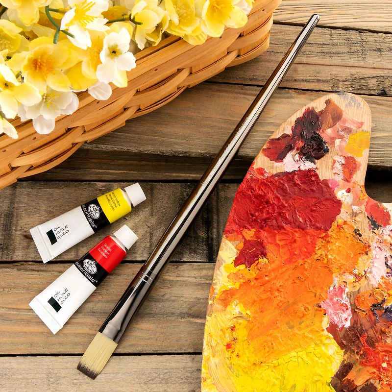 Zen® Series 53 Synthetic Oil & Acrylic Long Handle Flat Brush, Size 8