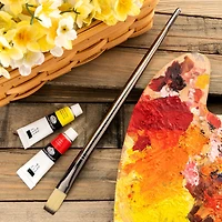 Zen® Series 53 Synthetic Oil & Acrylic Long Handle Flat Brush, Size 8