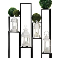 13.75" White Antique-Style Floral Lantern