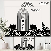 Designart - Empowered Cosmic Women Geometric Goddess Series Black And White III